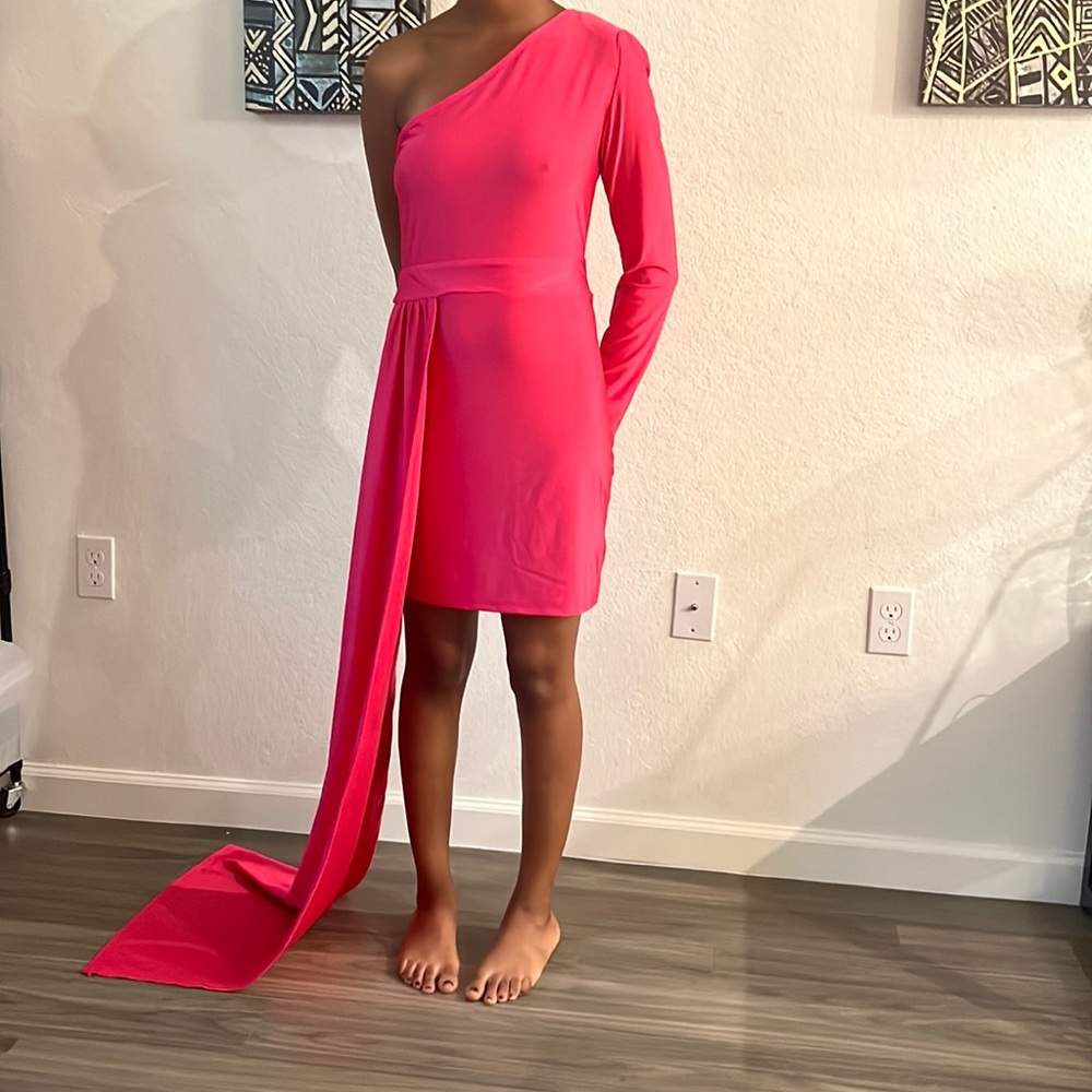 Hot Pink Dress Long Side Sash M New